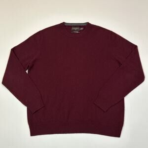 Black Brown 1826 100% Cashmere Sweater Mens XL Burgundy Crew Neck Luxury Knit